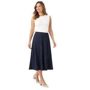 Nine West Navy A-Line Midi SLip Skirt XL NWOT